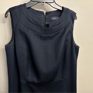 Brooks Brothers Navy Sleeveless Sheath with Subtle Trim